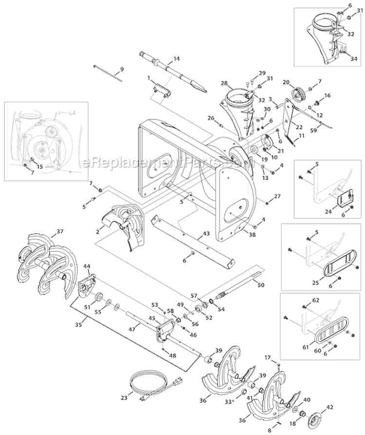 Auger and Auger Housing Diagram and Parts List for 31AH65LG701 2011 Yard Man Snow Blower
